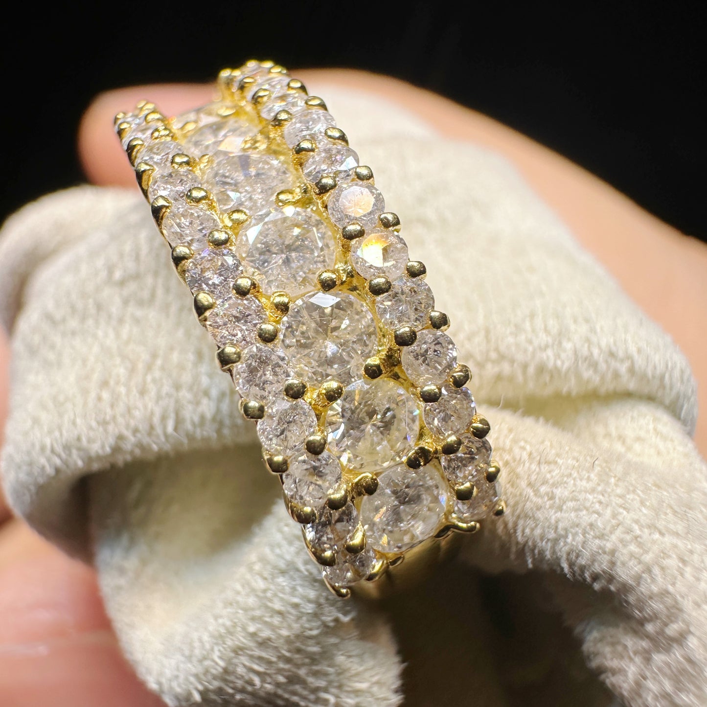 18K Gold 1.00ct Diamond Pave Ring|3.4g Elegant Classic Design|Japanese Inspired Fine Jewelry