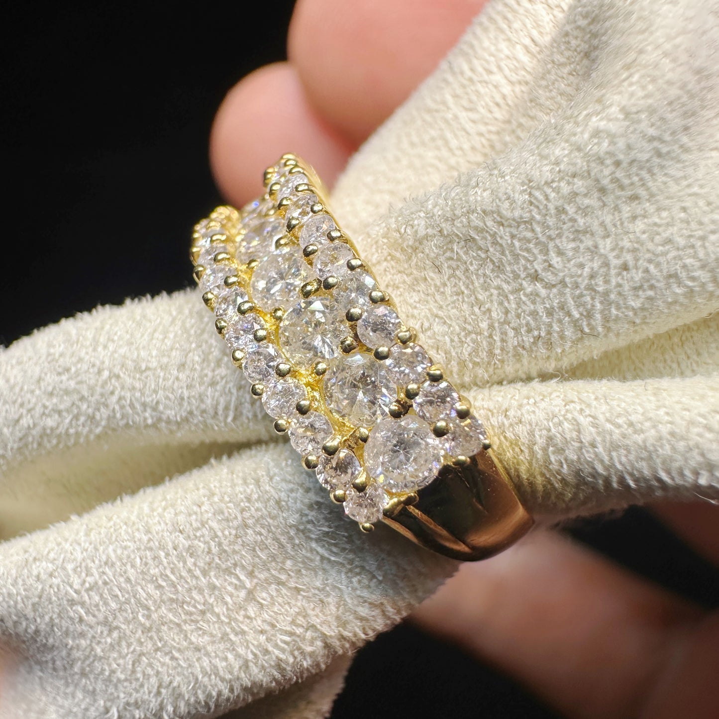 18K Gold 1.00ct Diamond Pave Ring|3.4g Elegant Classic Design|Japanese Inspired Fine Jewelry