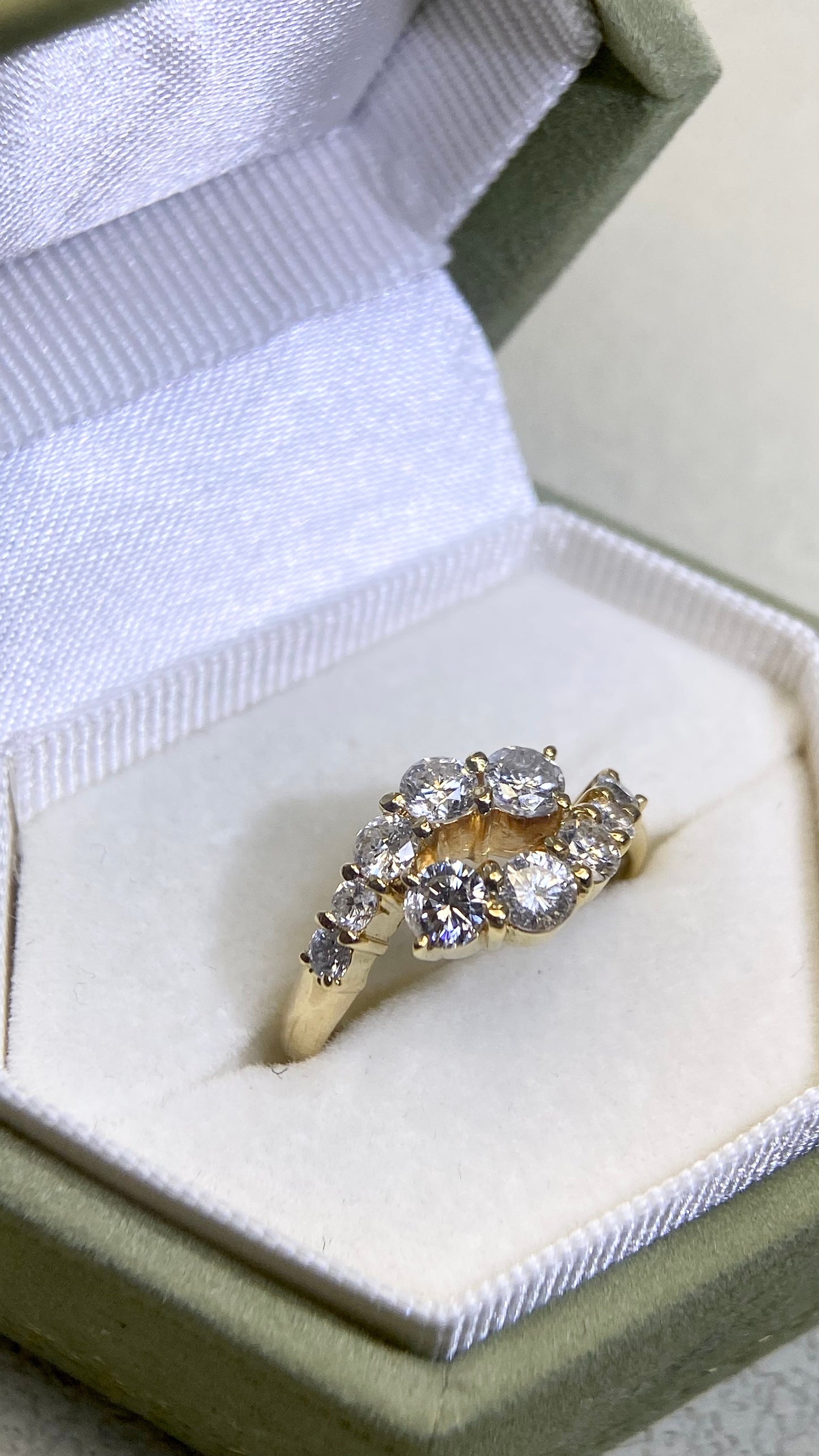 K18 Gold&Diamond Ring | Diamond 1.11ct | Japanese Vintage Estate Jewelry-BMHE