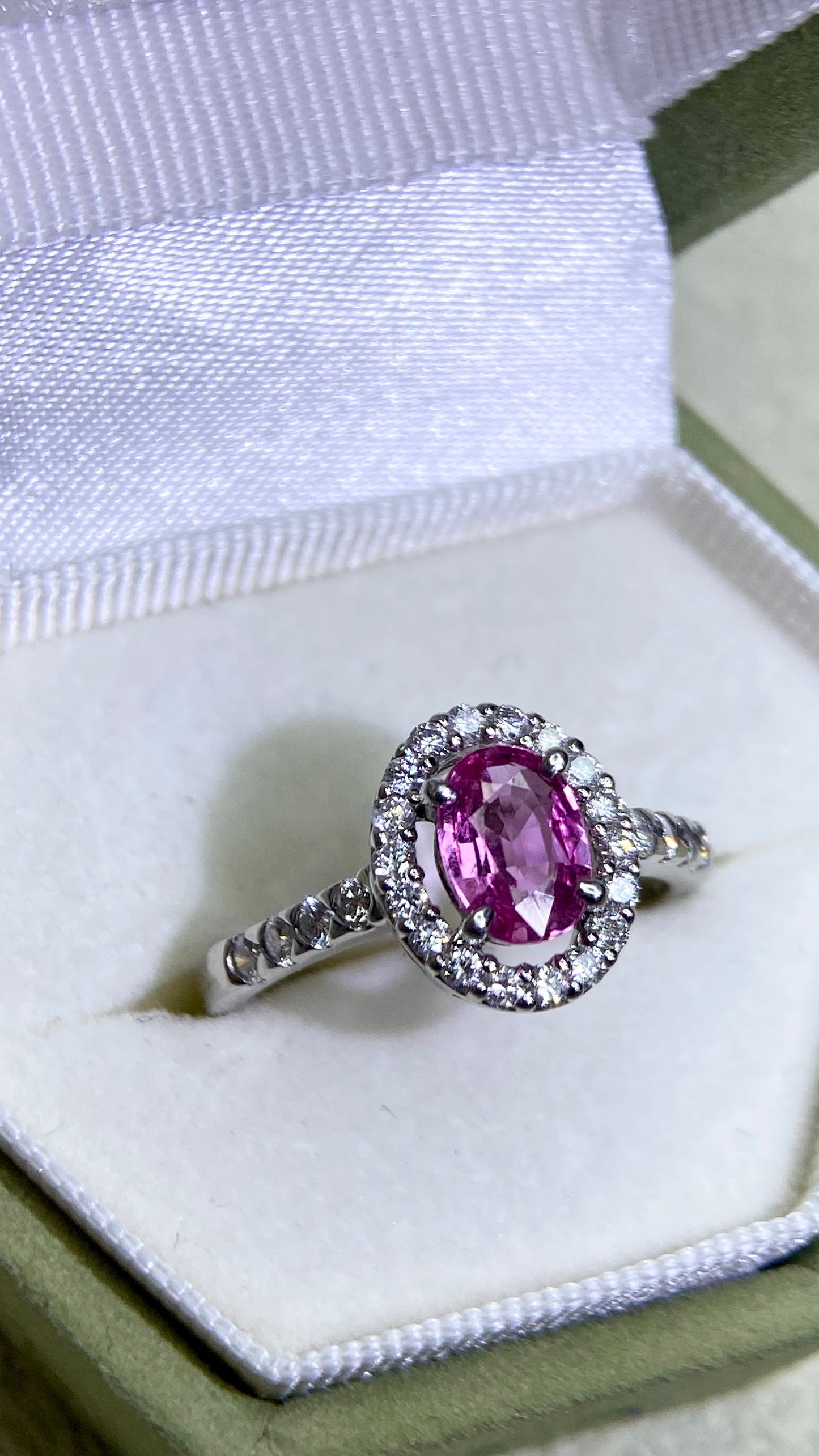 Pt900 Platinum&Pink Sapphire and Diamond Ring | Pink Sapphire 0.90ct | Diamond 0.45ct | Japanese Vintage Estate Jewelry-BPFD