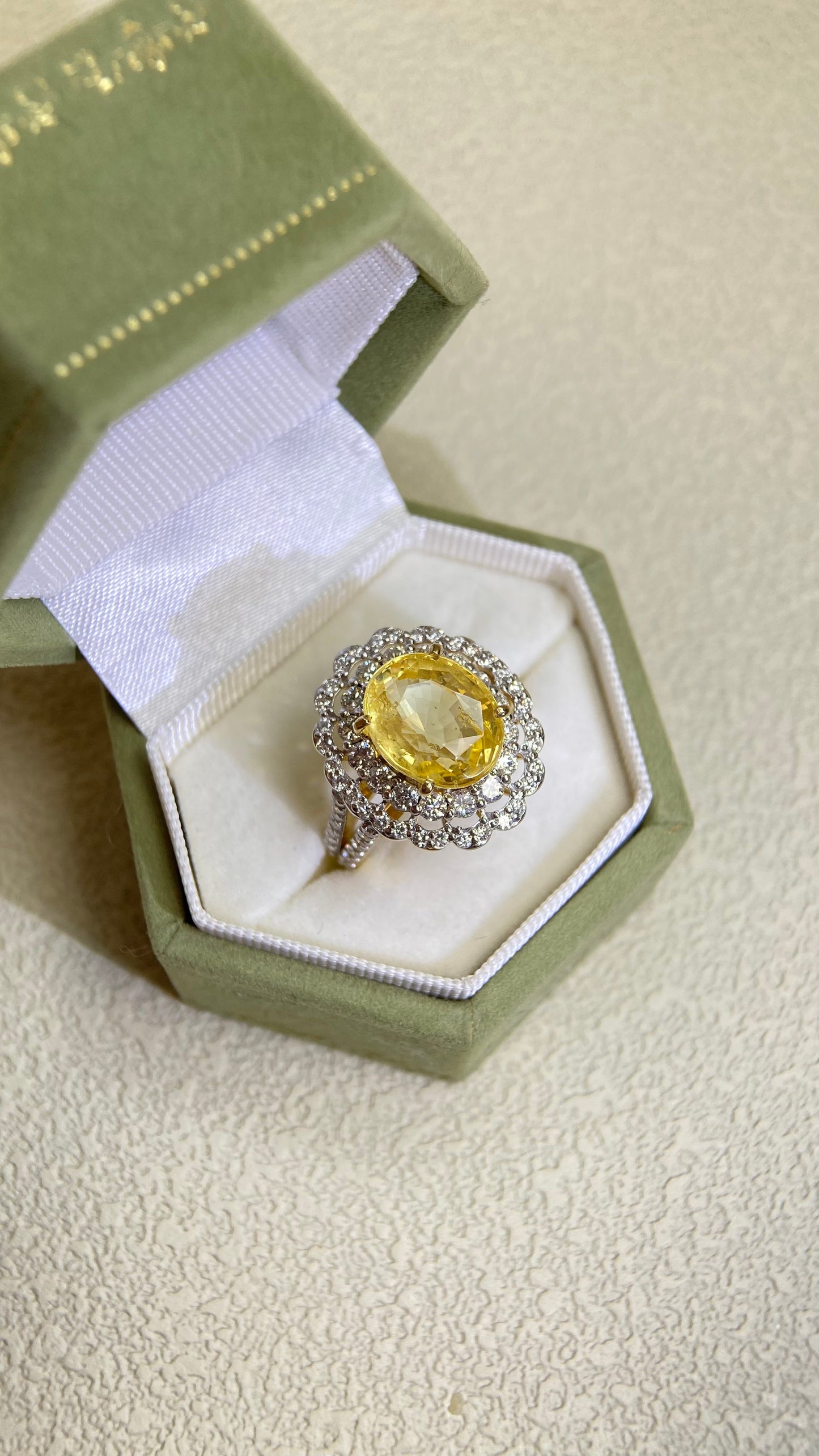 K18 Gold&Yellow Sapphire and Diamond Ring | Yellow Sapphire 4.931ct | Diamond 1.20ct | Japanese Vintage Estate Jewelry-BOLMLA2