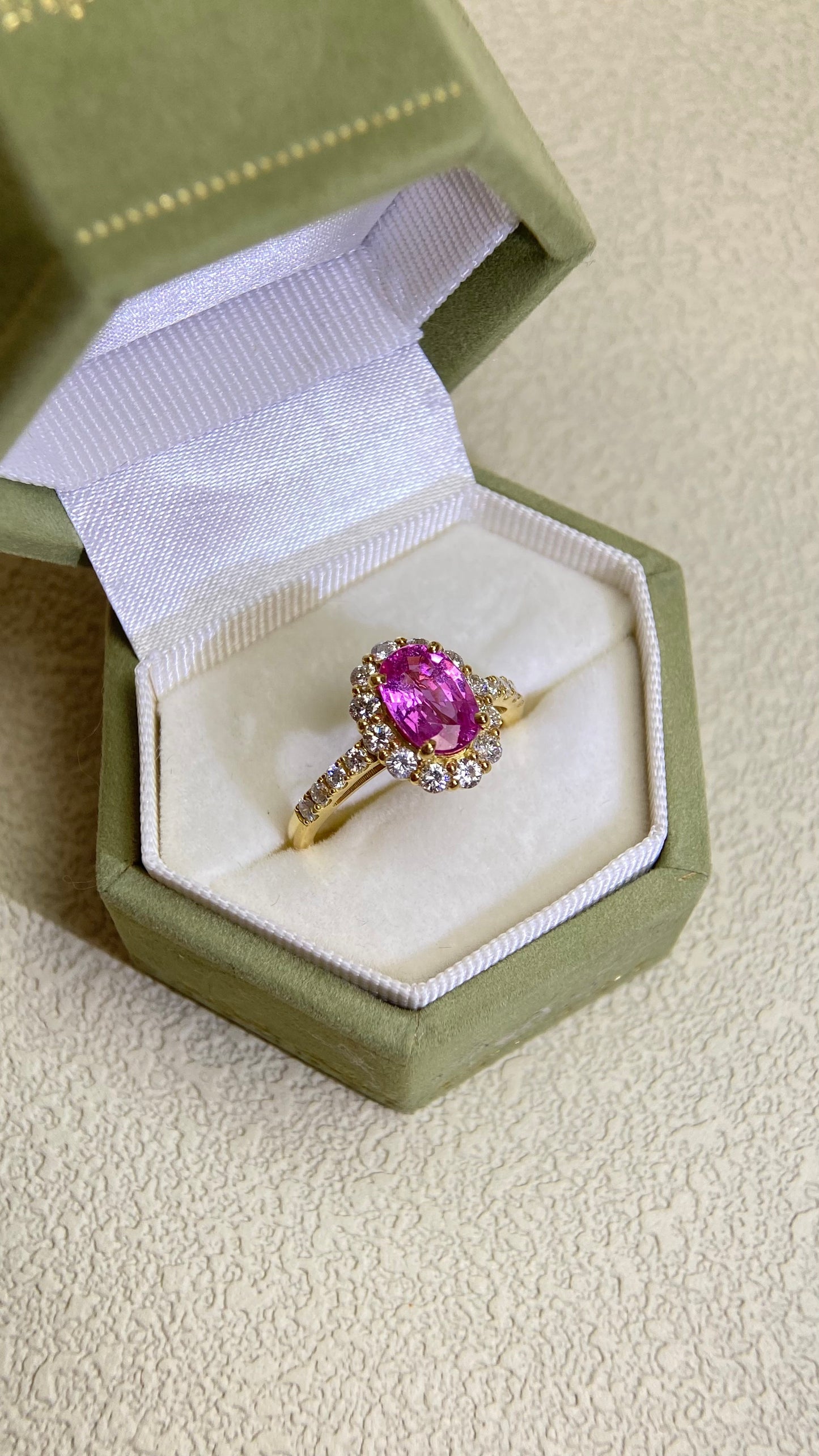 K18 Gold &Pink Sappphire and Diamond Ring | Pink Sappphire 1.526ct | Diamond 0.63ct | No Heat | Japanese Vintage Estate Jewelry-BPXP