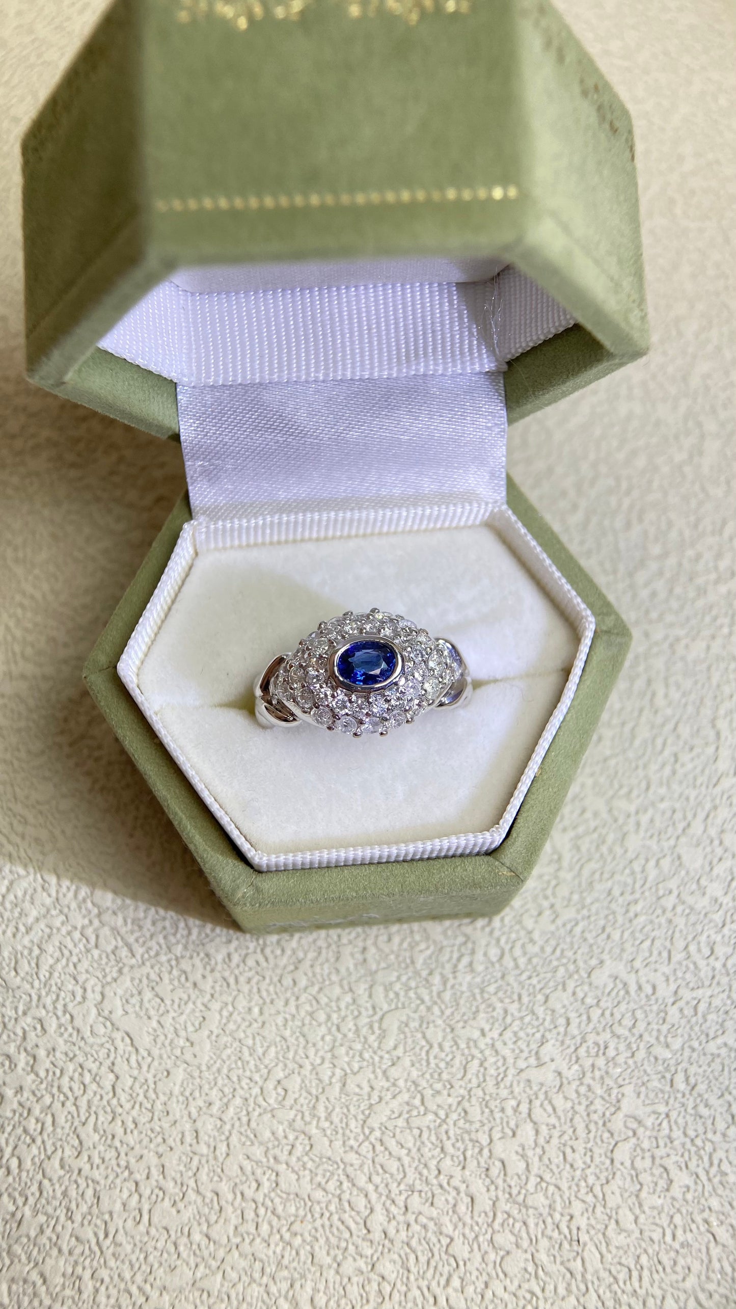 Pt900 Platinum&Sapphire and Diamond Ring | Sapphire 0.44ct | Diamond 0.78ct | Japanese Vintage Estate Jewelry-BMLA