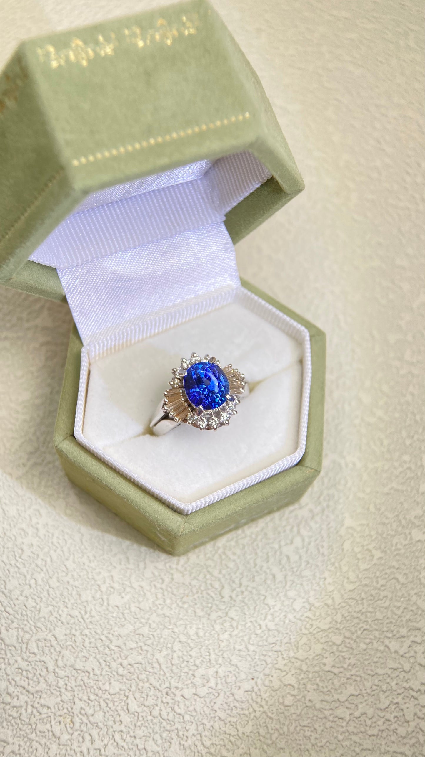 PM900 Platinum&Sapphire and Diamond Ring | Sapphire 2.78ct | Diamond 0.44ct | Sri Lanka |Japanese Vintage Estate Jewelry-UMEO