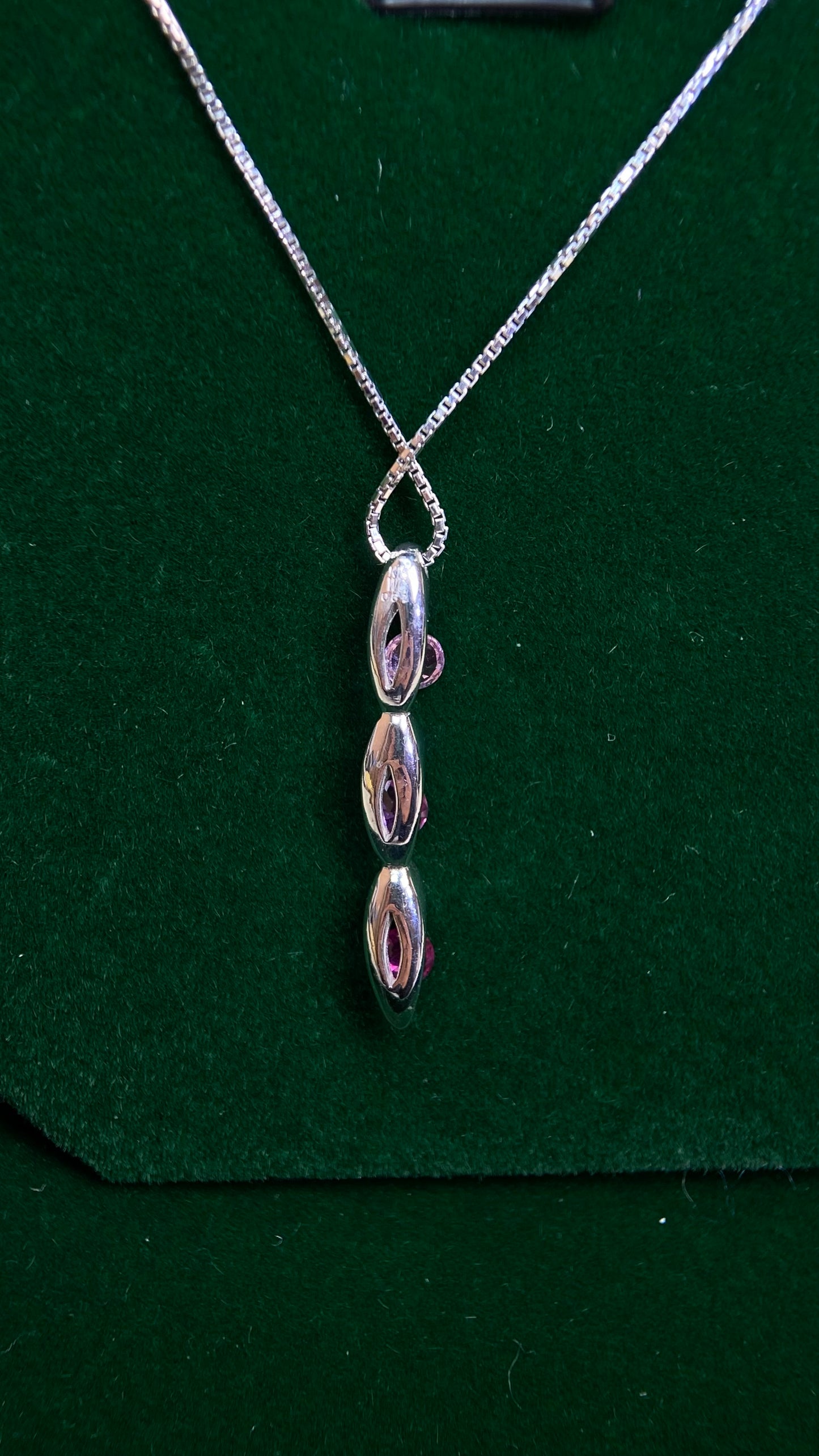 K18 White Gold &Pink Sapphire Necklace| Pink Sapphires: 0.61ct|Japanese Vintage Estate Jewelry -BOGB