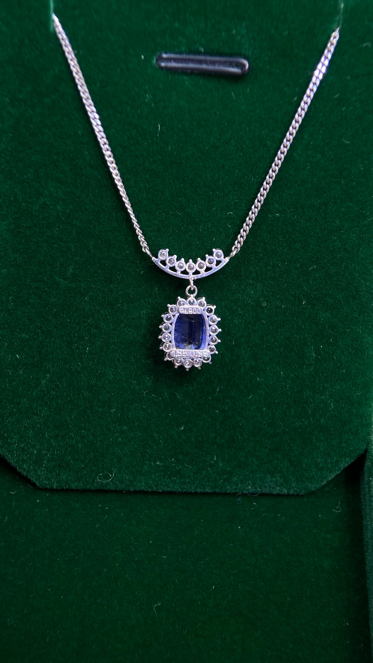 Pt900 platinum/Pt850 platinum&Sapphire&Diamond Necklace| Sapphire: 1.85ct|Diamonds:0.35ct|Japanese Vintage Estate Jewelry -YVMG