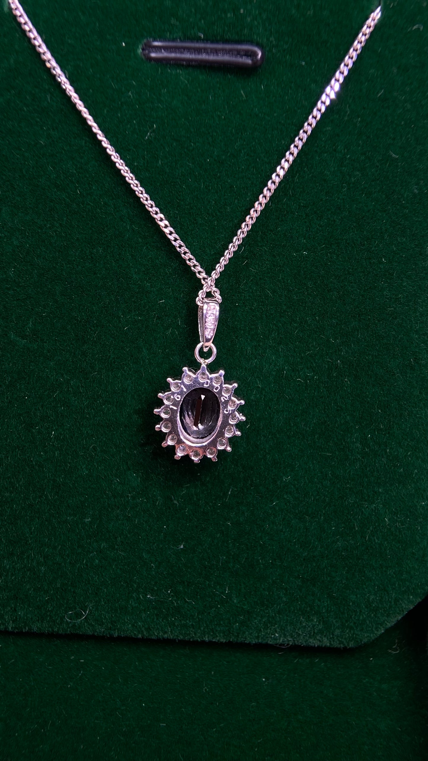 Pt850 platinum&Sapphire&Diamond Necklace| Sapphire: 1.61ct|Diamonds:0.25ct|Japanese Vintage Estate Jewelry -BQMT
