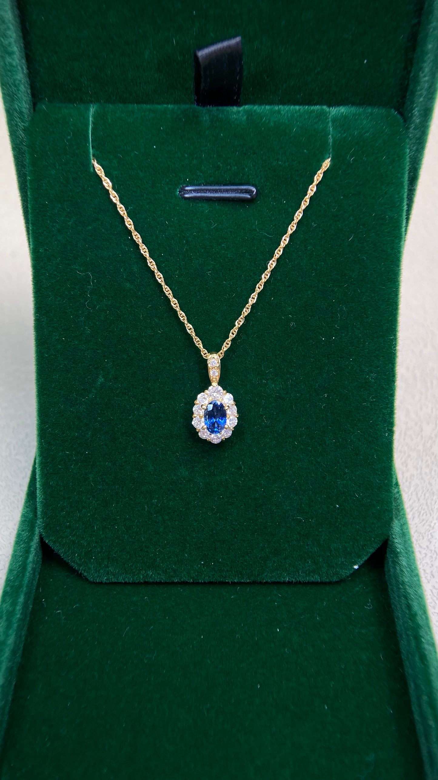 K18 Gold&Sapphire&Diamond Necklace| Sapphire: 0.62ct|Diamonds:0.45ct|Japanese Vintage Estate Jewelry -BPBL