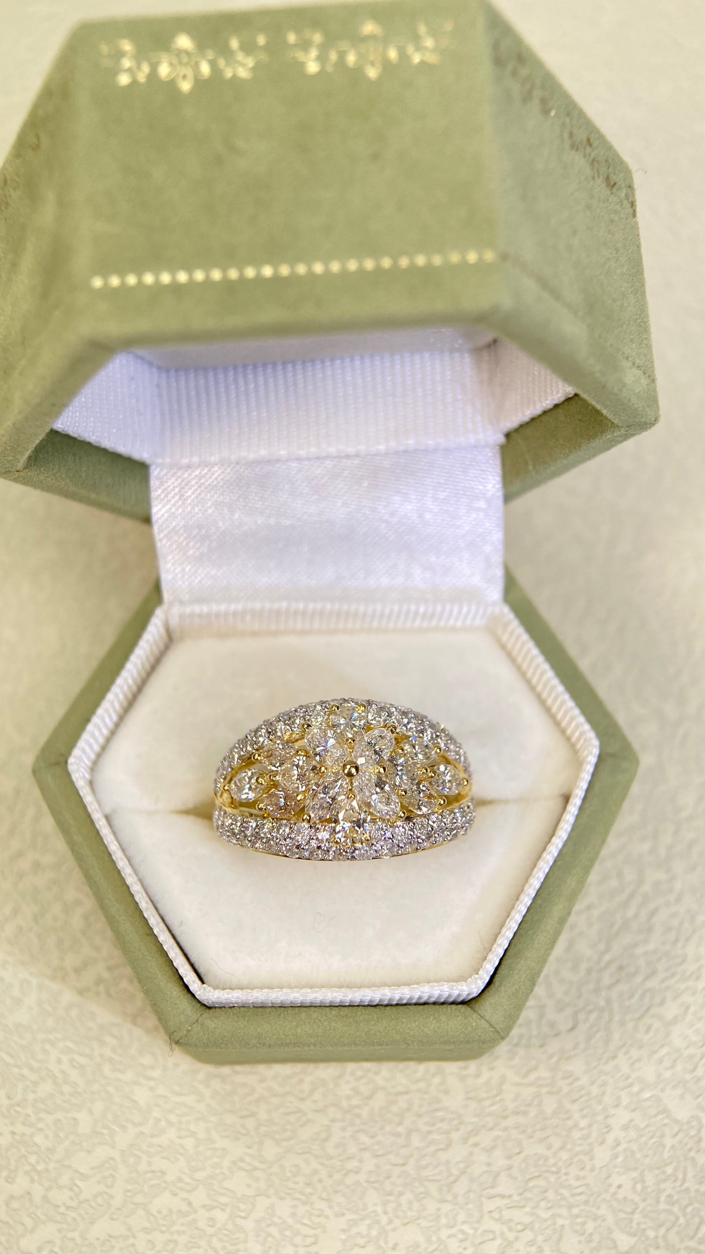 K18 Gold&Diamond Ring| Diamonds:2.20ct | Japanese Vintage Estate Jewelry -BSGV2997