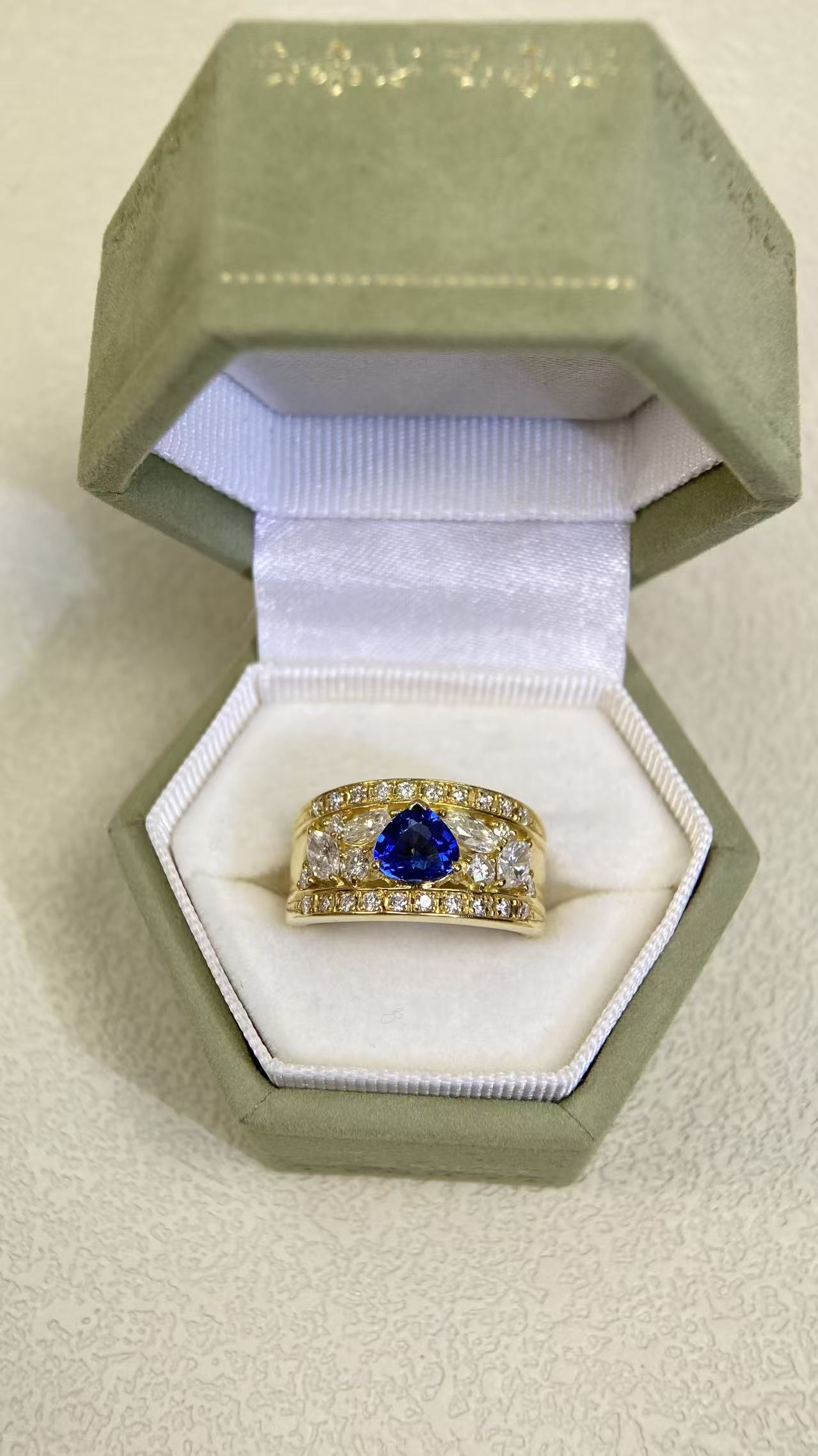 18K Gold &Sapphire&Diamond Ring| Sapphire:0.80ct | Diamonds:0.87ct | Japanese Vintage Estate Jewelry -BSLX3133