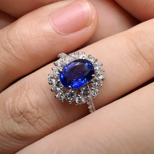 PT950 Platinum Sapphire and Diamond Ring｜1.08ct Blue Sapphire + 0.70ct Diamonds｜Japanese Vintage Estate Jewelry