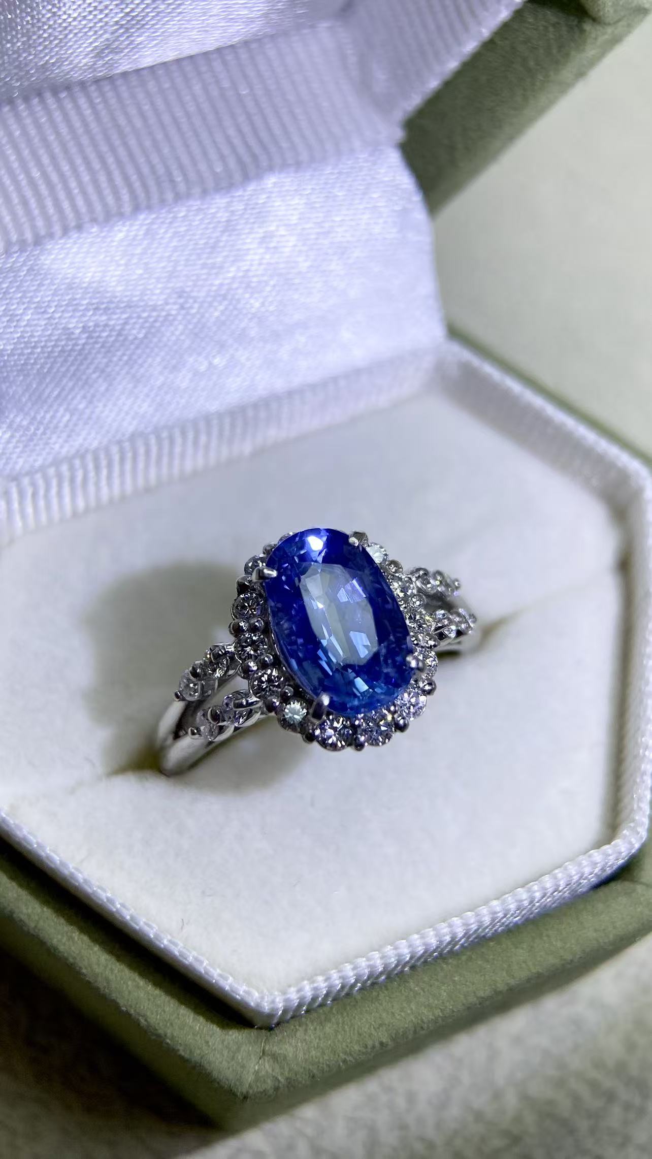 Pt950 Platinum&Sapphire and Diamond Ring | Sapphire 2.36ct | Diamond 0.36ct | Sri Lanka | Japanese Vintage Estate Jewelry-BPZZL