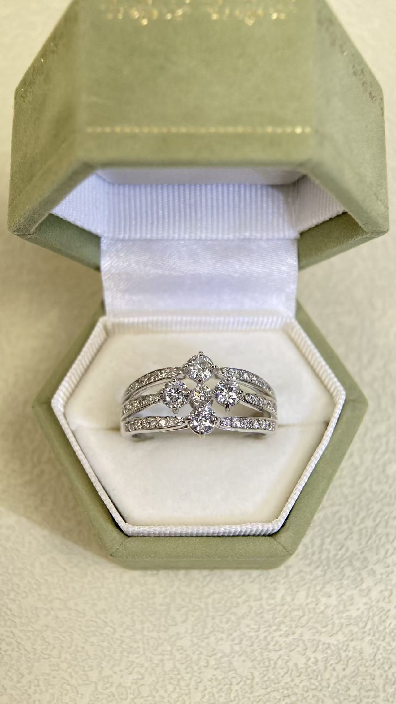 K18 White Gold&Diamond Ring| Diamonds:1.00ct | Japanese Vintage Estate Jewelry -BSLO3305