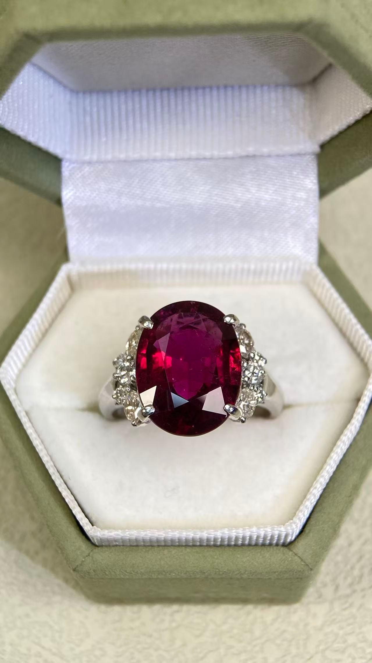 Pt900 Platinum&Rubellite&Diamond Ring| Rubellite:5.22ct | Diamonds:0.50ct | Japanese Vintage Estate Jewelry -BSKK3094