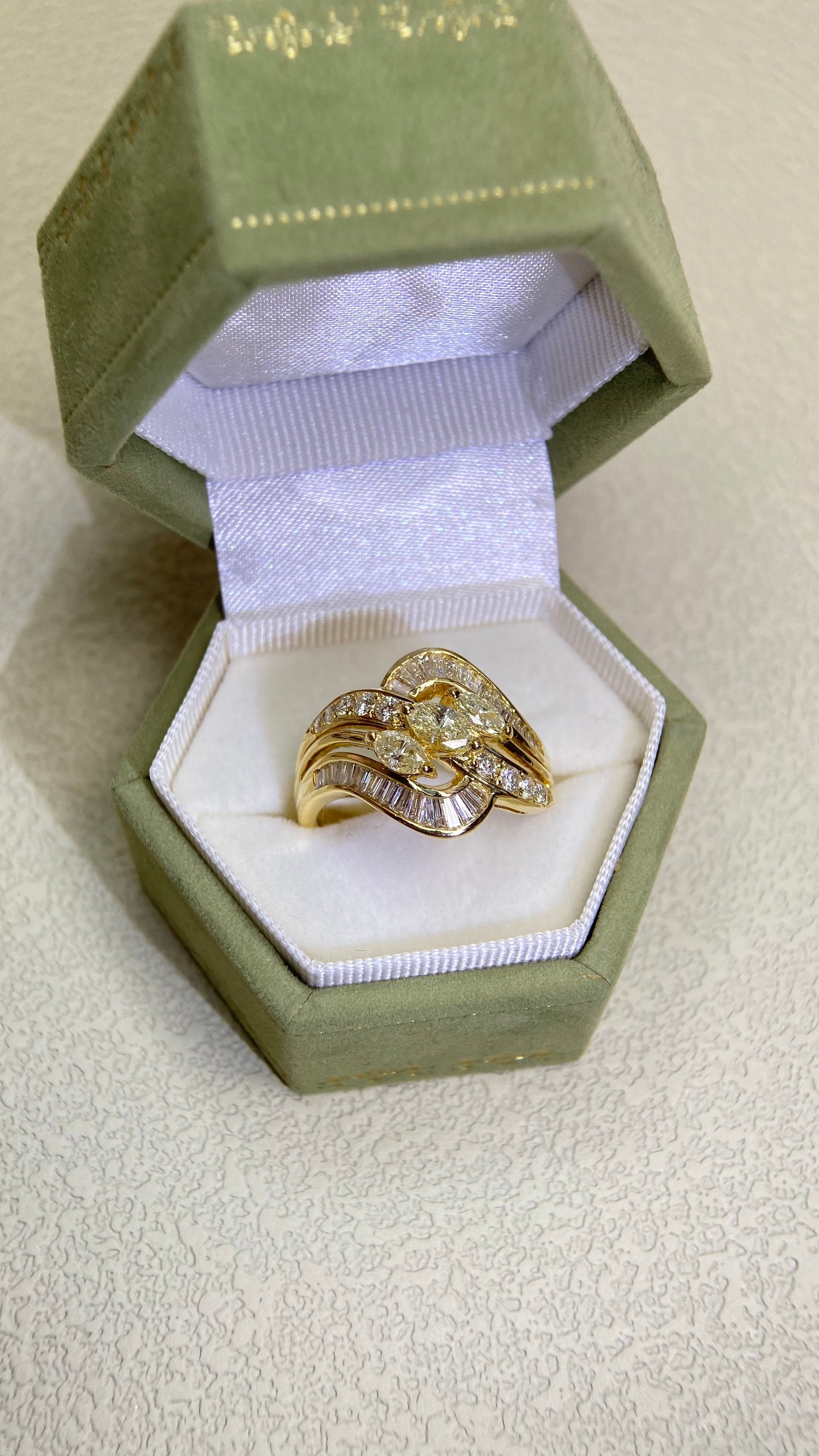 K18 Gold&Diamond Ring | Diamond 0.73ct | Diamond 0.61ct | Japanese Vintage Estate Jewelry-BQZY