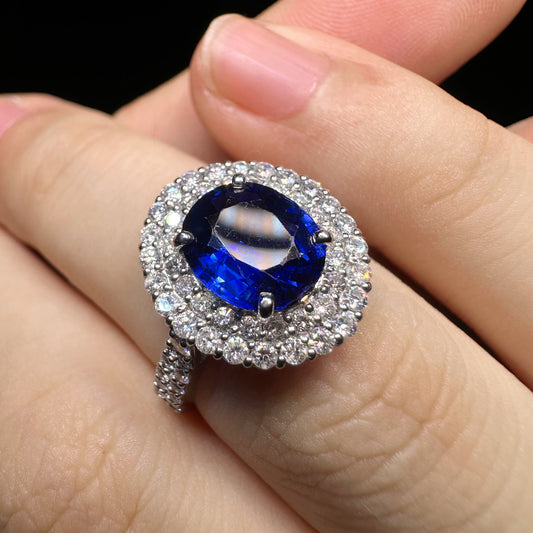 PT950 Platinum Sapphire and Diamond Ring｜2.22ct Blue Sapphire + 0.86ct Diamonds｜Japanese Vintage Estate Jewelry