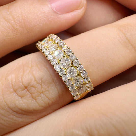 18K Gold 1.00ct Diamond Pave Ring｜3.4g Elegant Classic Design｜Japanese Inspired Fine Jewelry