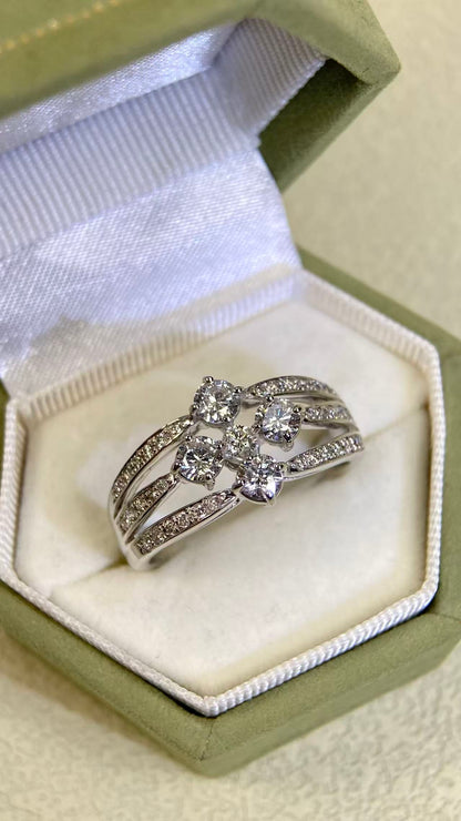 K18 White Gold&Diamond Ring| Diamonds:1.00ct | Japanese Vintage Estate Jewelry -BSLO3305