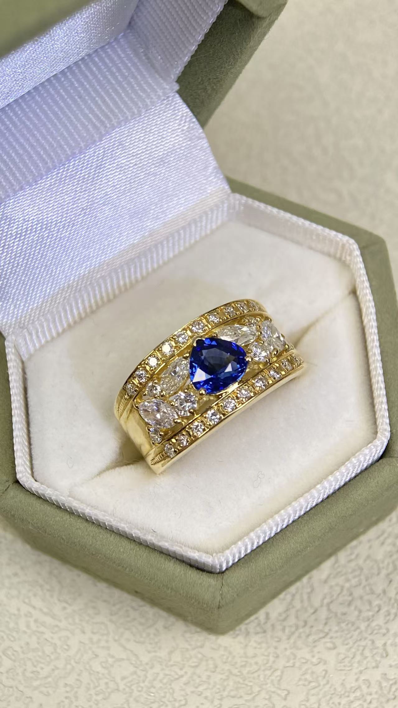 18K Gold &Sapphire&Diamond Ring| Sapphire：0.80ct | Diamonds：0.87ct | Japanese Vintage Estate Jewelry -BSLX3133