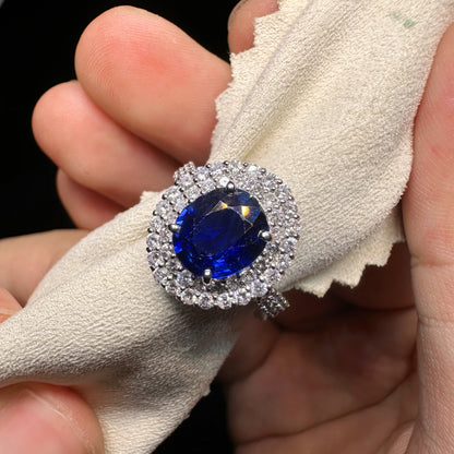 PT950 Platinum Sapphire and Diamond Ring｜2.22ct Blue Sapphire + 0.86ct Diamonds｜Japanese Vintage Estate Jewelry