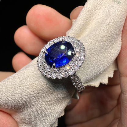 PT950 Platinum Sapphire and Diamond Ring｜2.22ct Blue Sapphire + 0.86ct Diamonds｜Japanese Vintage Estate Jewelry
