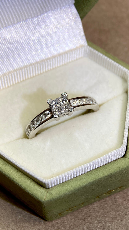 K18ホワイトゴールド＆ダイヤモンドリング｜ダイヤモンド0.50ct｜日本製ヴィンテージエステートジュエリー