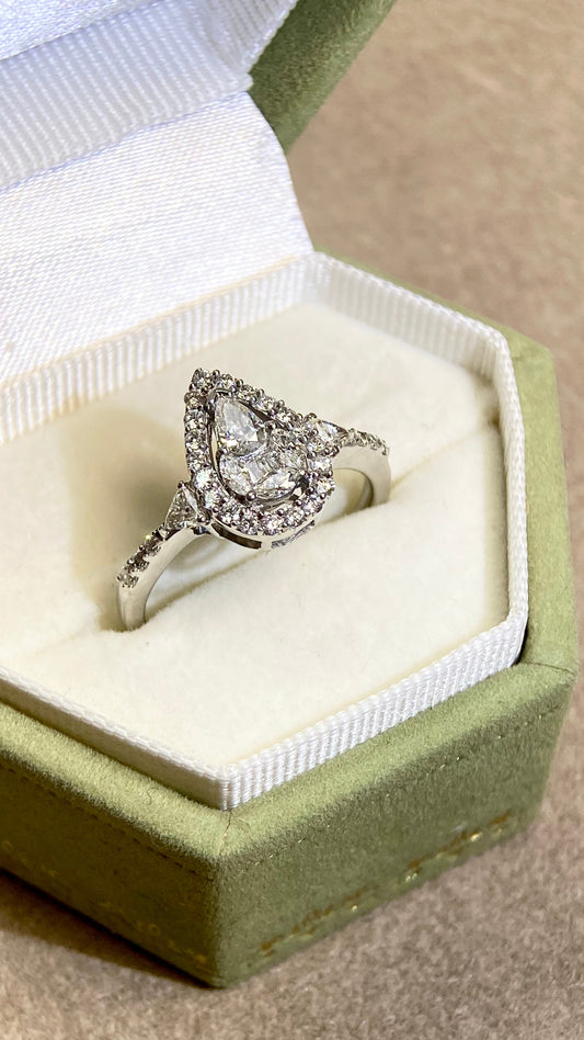 K18ホワイトゴールド＆ダイヤモンドリング｜ダイヤモンド0.65ct｜日本製ヴィンテージエステートジュエリー