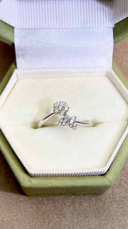 K18ホワイトゴールド＆ダイヤモンドリング｜ダイヤモンド0.18ct｜日本製ヴィンテージエステートジュエリー