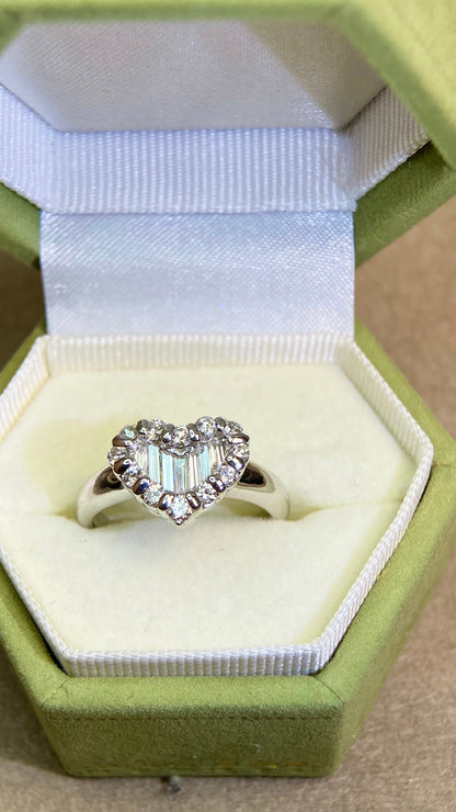 Pt900プラチナ＆ダイヤモンドリング｜ダイヤモンド0.308ct/0.10ct｜日本製ヴィンテージエステートジュエリー