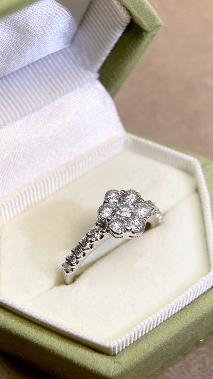 Pt900プラチナ＆ダイヤモンドリング｜ダイヤモンド0.28ct/0.25ct｜日本製ヴィンテージエステートジュエリー