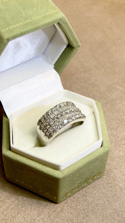 Pt900プラチナ＆ダイヤモンドリング｜ダイヤモンド0.308ct/0.10ct｜日本製ヴィンテージエステートジュエリー