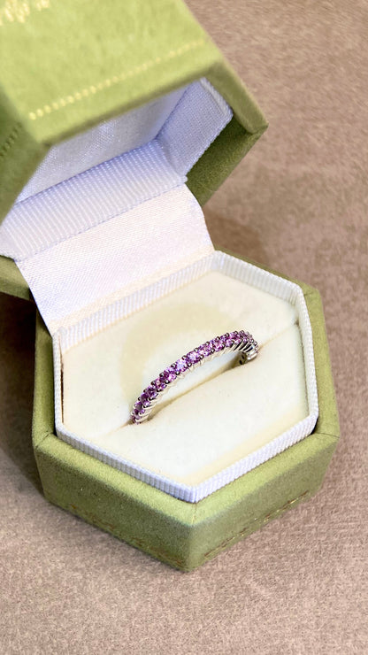K18 White Gold&Pink Sapphire Ring | Sapphire 0.80ct | Japanese Vintage Estate Jewelry