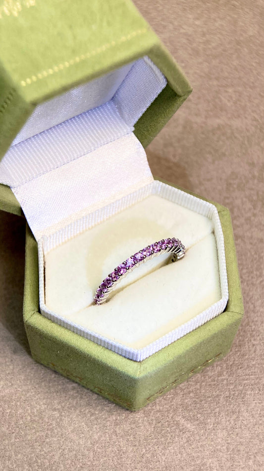 K18 White Gold&Pink Sapphire Ring | Sapphire 0.80ct | Japanese Vintage Estate Jewelry