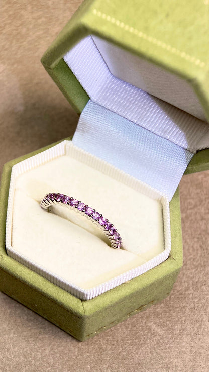 K18 White Gold&Pink Sapphire Ring | Sapphire 0.80ct | Japanese Vintage Estate Jewelry