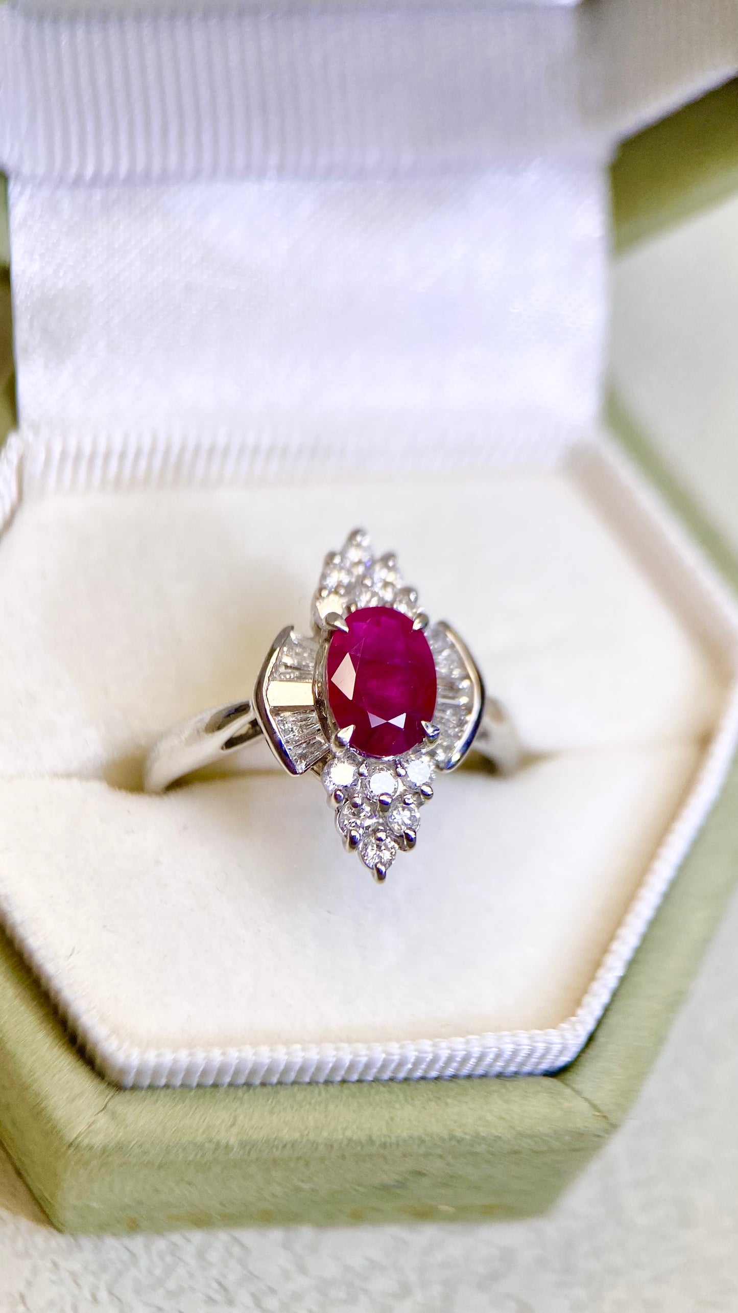 Pt900プラチナ＆ダイヤモンドリング｜ダイヤモンド0.28ct/0.25ct｜日本製ヴィンテージエステートジュエリー