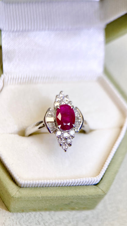 Pt900プラチナ＆ダイヤモンドリング｜ダイヤモンド0.28ct/0.25ct｜日本製ヴィンテージエステートジュエリー