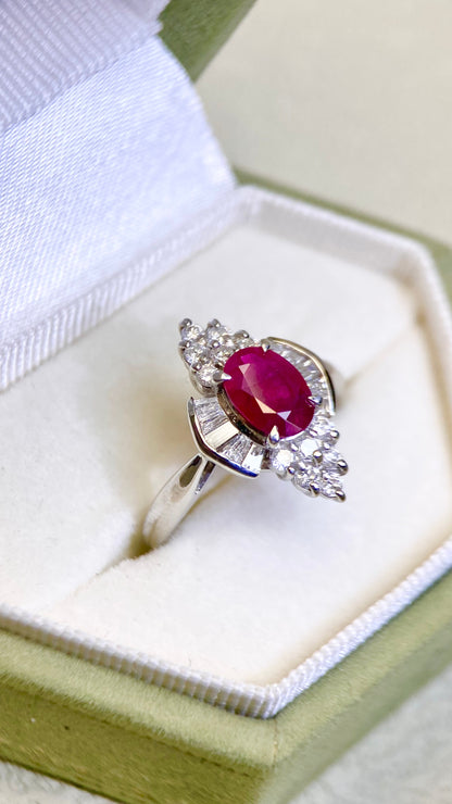 Pt900プラチナ＆ダイヤモンドリング｜ダイヤモンド0.28ct/0.25ct｜日本製ヴィンテージエステートジュエリー