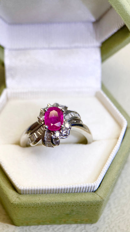 Pt900プラチナ＆ダイヤモンドリング｜ダイヤモンド0.308ct/0.10ct｜日本製ヴィンテージエステートジュエリー