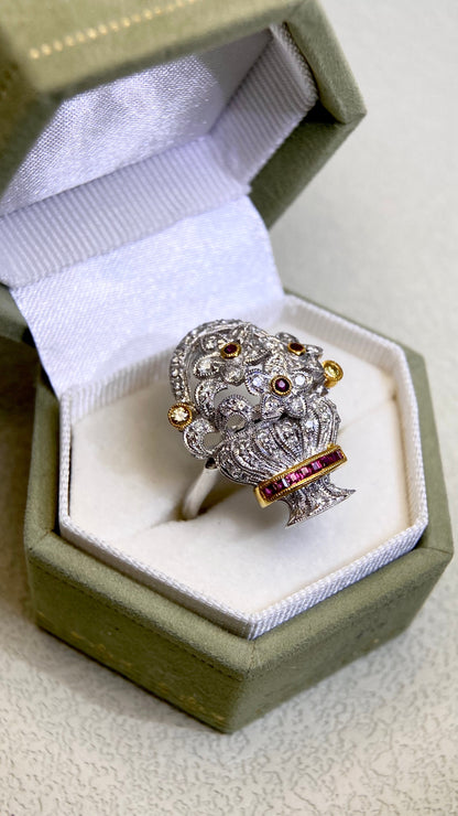 K18ゴールド＆ダイヤモンドリング｜ダイヤモンド2.31ct｜日本製ヴィンテージエステートジュエリー