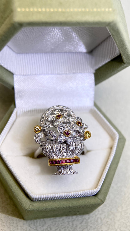 K18ゴールド＆ダイヤモンドリング｜ダイヤモンド2.31ct｜日本製ヴィンテージエステートジュエリー