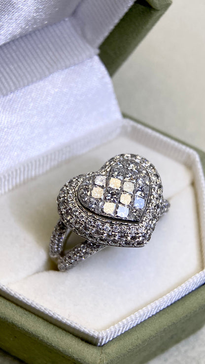 K18 White Gold&Diamond Ring | Diamond 2.63ct | Japanese Vintage Estate Jewelry-BJZZ