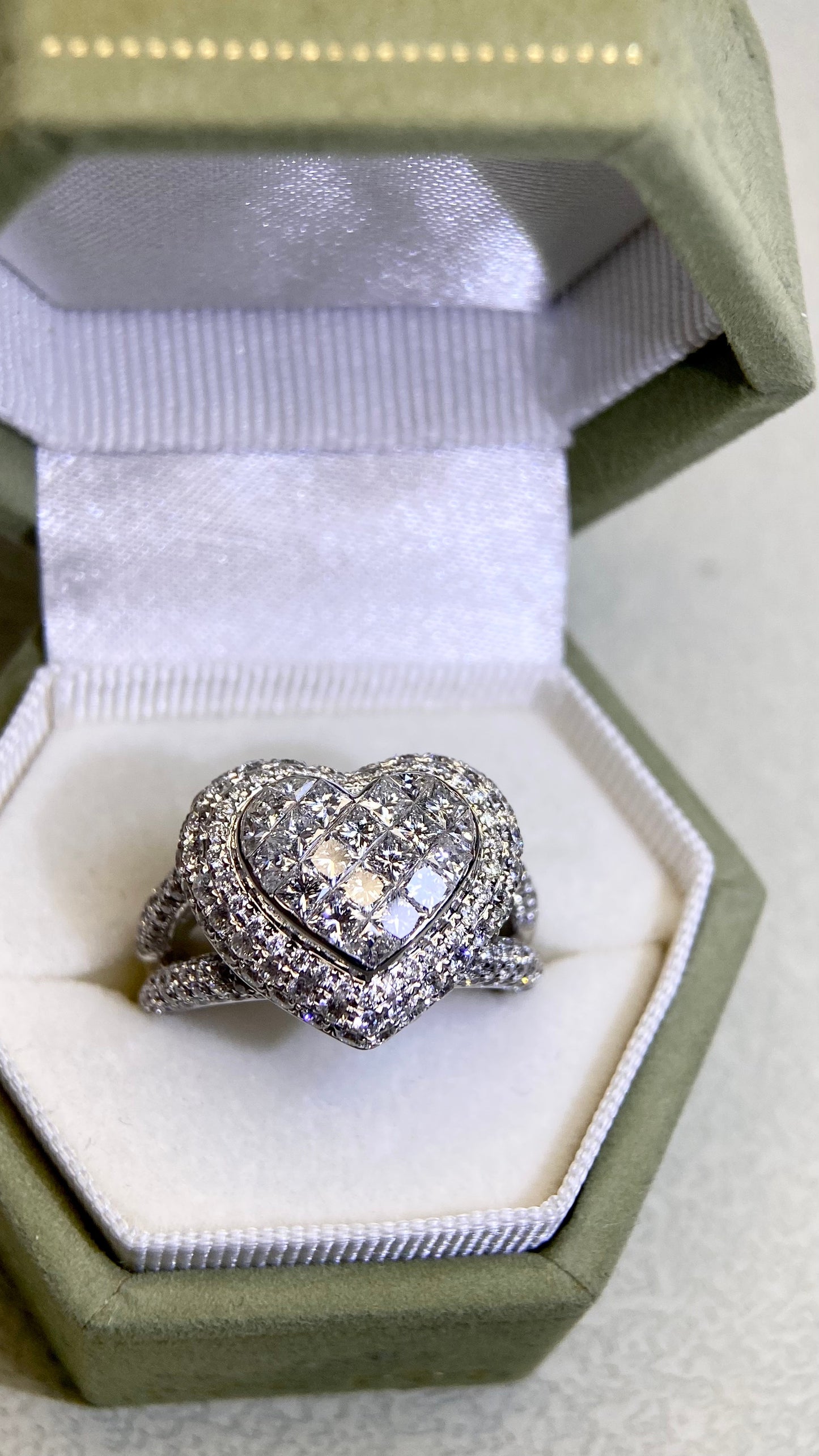 K18 White Gold&Diamond Ring | Diamond 2.63ct | Japanese Vintage Estate Jewelry-BJZZ