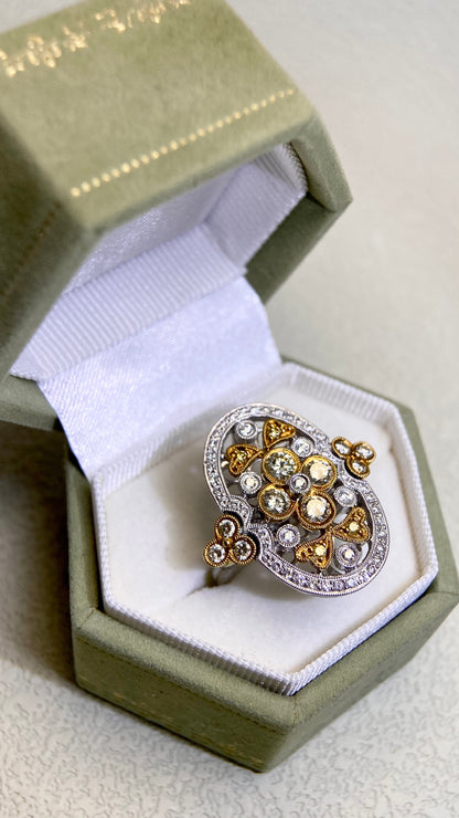 750 Gold(18K)&Diamond Ring | Diamond 0.72ct/0.33ct | Japanese Vintage Estate Jewelry-BKIF