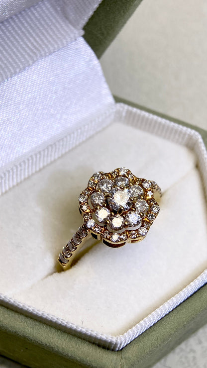 K18 Gold&Diamond Ring | Diamond 1.00ct | Japanese Vintage Estate Jewelry-BPEY