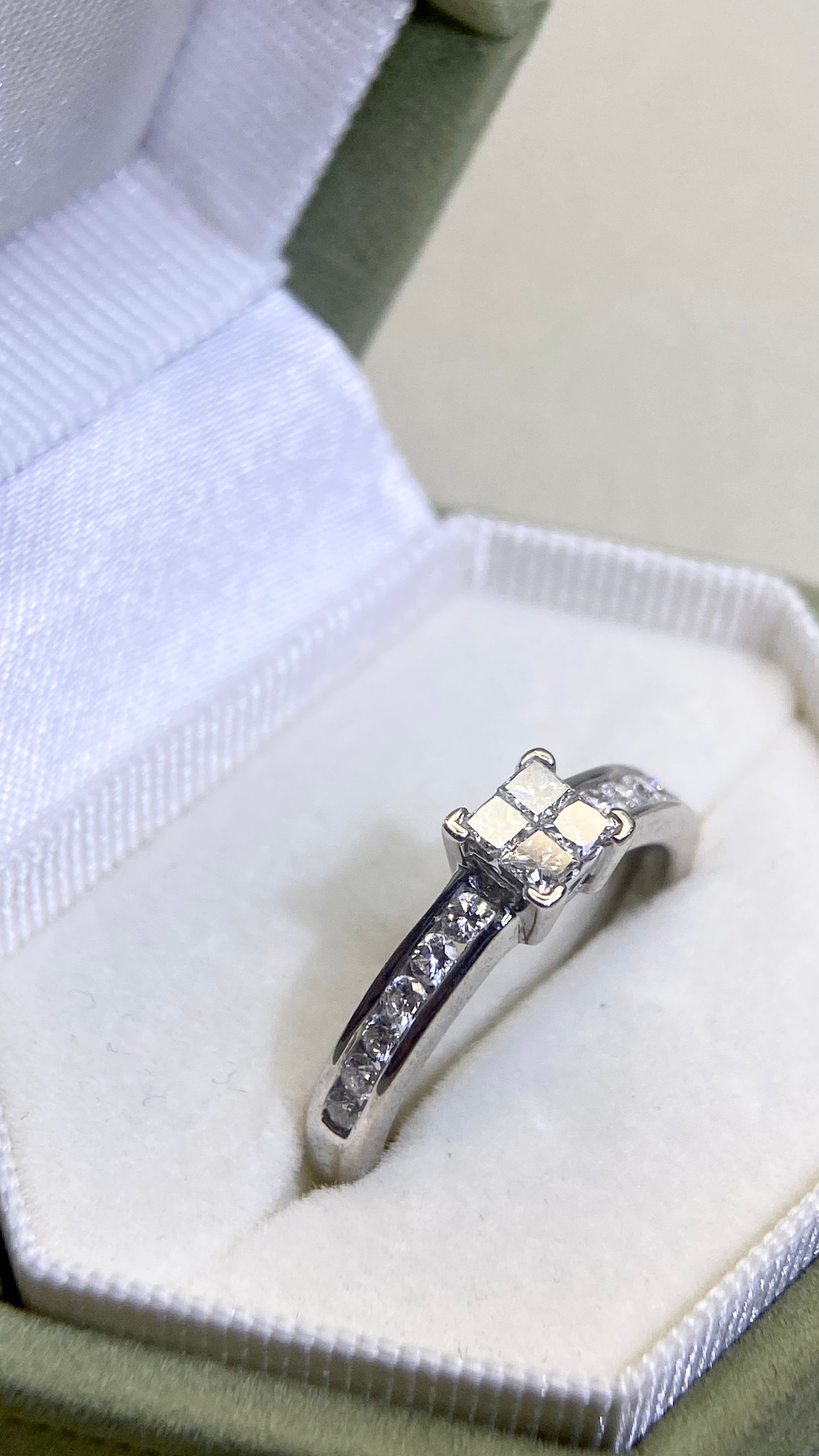 K18 White Gold&Diamond Ring | Diamond 0.50ct | Japanese Vintage Estate Jewelry-AHFU