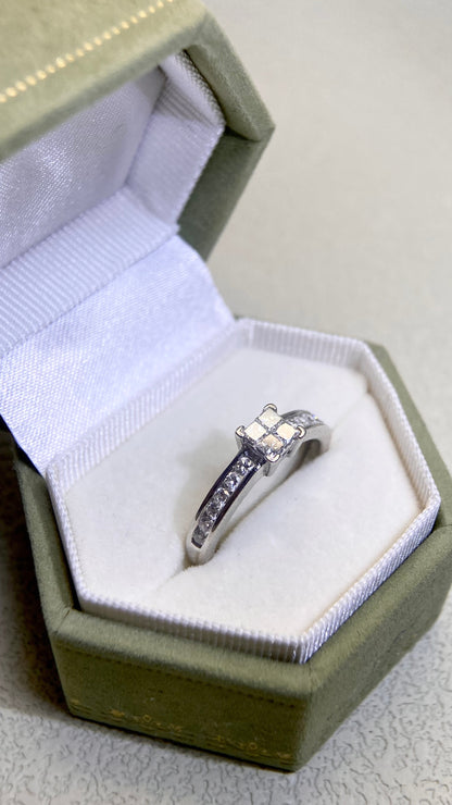 K18 White Gold&Diamond Ring | Diamond 0.50ct | Japanese Vintage Estate Jewelry-AHFU