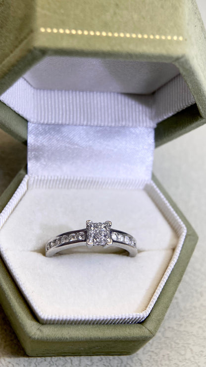 K18 White Gold&Diamond Ring | Diamond 0.50ct | Japanese Vintage Estate Jewelry-AHFU