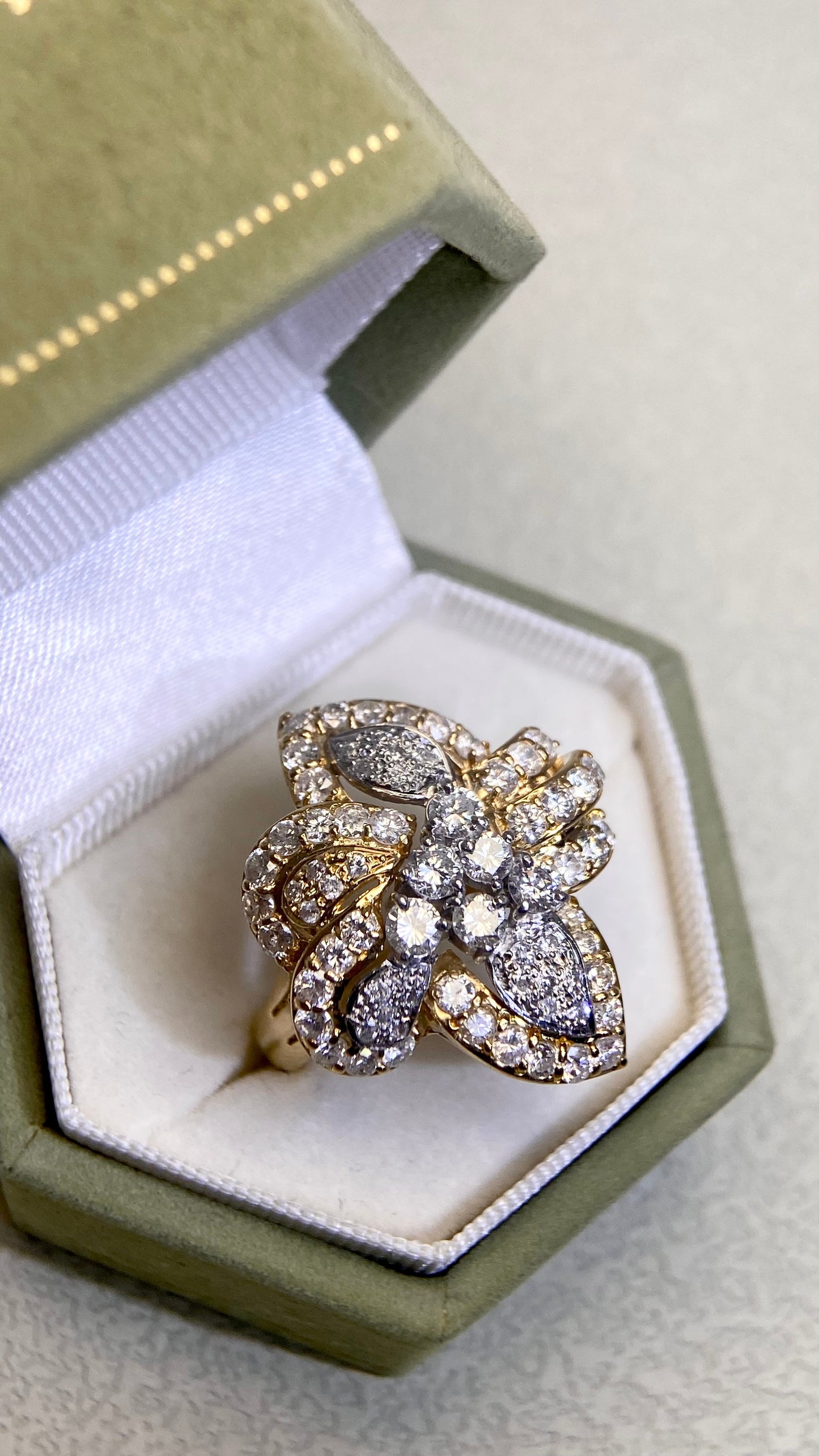 K18 Gold/Pt900 Platinum&Diamond Ring | Diamond 2.03ct | Japanese Vintage Estate Jewelry-BQAT