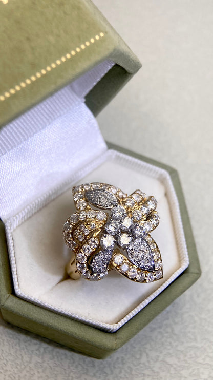 K18 Gold/Pt900 Platinum&Diamond Ring | Diamond 2.03ct | Japanese Vintage Estate Jewelry-BQAT