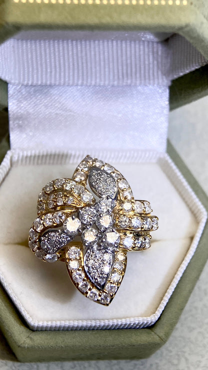 K18 Gold/Pt900 Platinum&Diamond Ring | Diamond 2.03ct | Japanese Vintage Estate Jewelry-BQAT